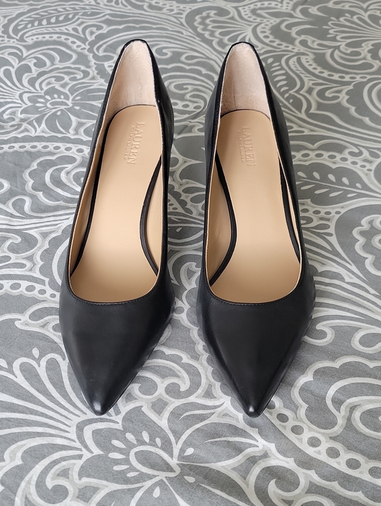 Lauren Ralph Lauren Shoes - Lauren Ralph Lauren Lanette Black Pointed Leather Pumps - Sleek Classic Size 8